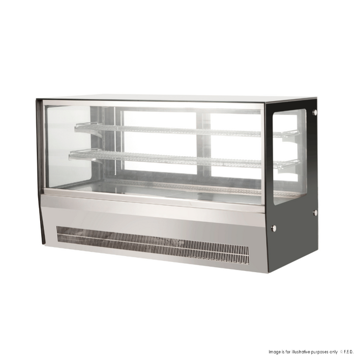 Bonvue Counter Top Square 2 Shelves Glass Cold Food Display 1200mm - GN-1200RT