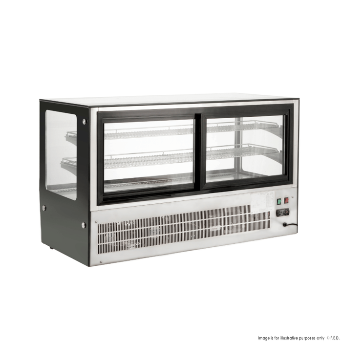 Bonvue Counter Top Square 2 Shelves Glass Cold Food Display 1200mm - GN-1200RT