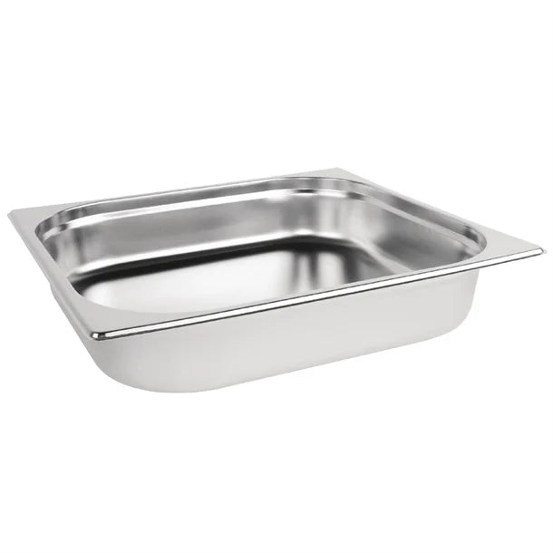 Vogue Stainless Steel Gastronorm Tray 2/3 (40 to 150mm Depths) - Depth: 65mm | Capacity: 5.5L | Code: DN734