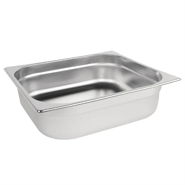 Vogue Stainless Steel Gastronorm Tray 2/3 (40 to 150mm Depths) - Depth: 100mm | Capacity: 8.7L | Code: DN731