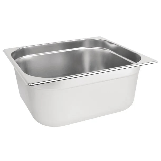 Vogue Stainless Steel Gastronorm Tray 2/3 (40 to 150mm Depths) - Depth: 150mm | Capacity: 13L | Code: DN732