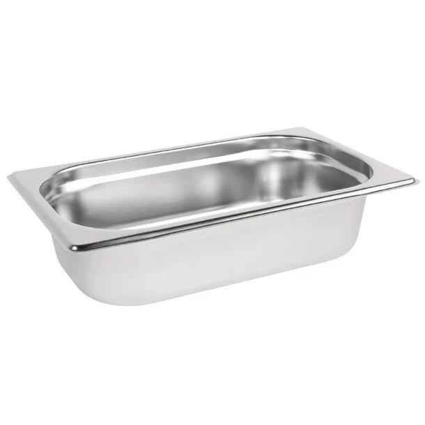 Vogue Stainless Steel Gastronorm Tray 1/4 (65 to 150mm Depths) - Depth: 65mm | Capacity: 3L | Code: DN723