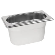 Vogue Stainless Steel Gastronorm Tray 1/9 (65 to 150mm Depths) - Depth: 100mm | Capacity: 1.7L | Code: DN728