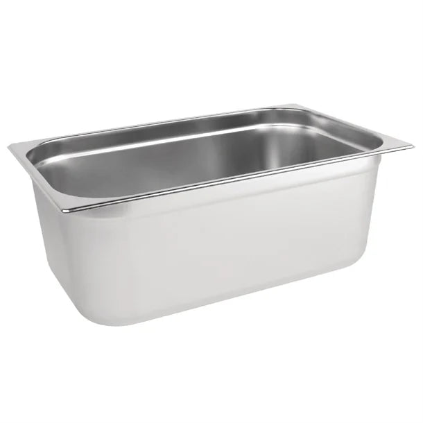 Vogue Stainless Steel Gastronorm Tray 1/1 (25 to 200mm Depths) - Depth: 200mm | Capacity: 28L | Code: DN706