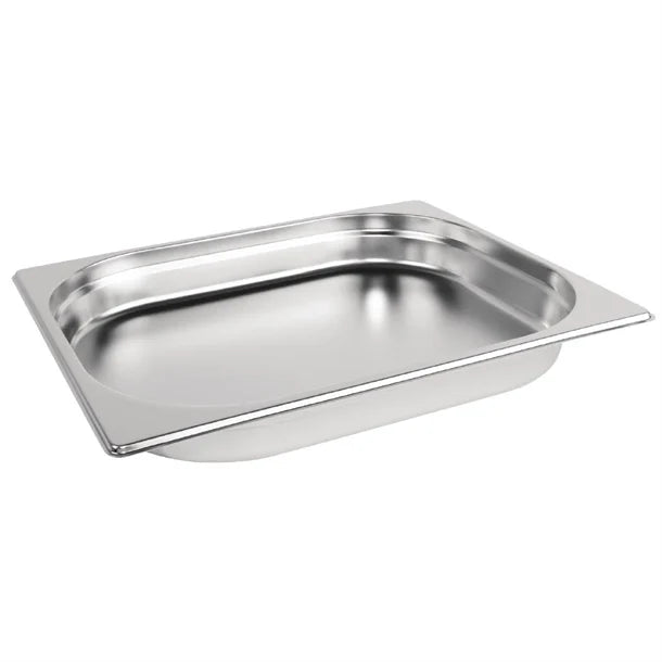 Vogue Stainless Steel Gastronorm Tray 1/2 (20 to 200mm Depths) - Depth: 20mm | Capacity: 1.2L | Code: DN713