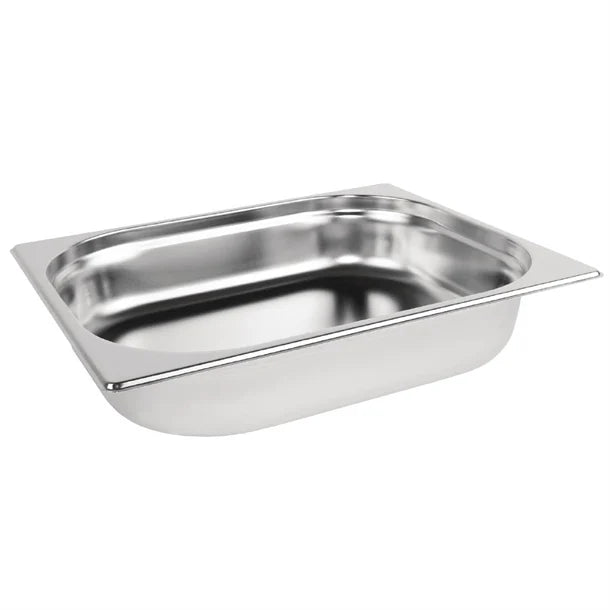 Vogue Stainless Steel Gastronorm Tray 1/2 (20 to 200mm Depths) - Depth: 40mm | Capacity: 2.5L | Code: DN714
