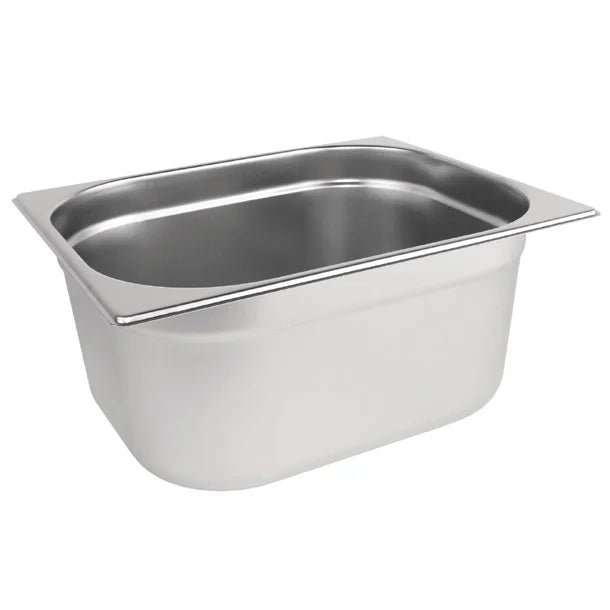 Vogue Stainless Steel Gastronorm Tray 1/2 (20 to 200mm Depths) - Depth: 150mm | Capacity: 9L | Code: DN711