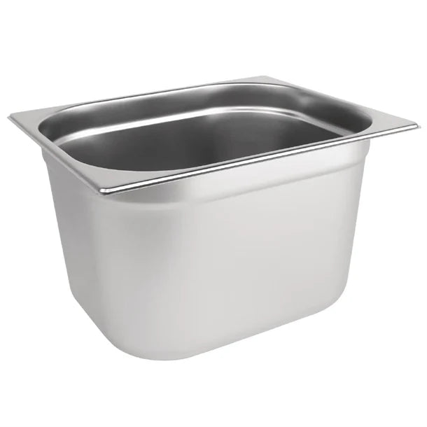 Vogue Stainless Steel Gastronorm Tray 1/2 (20 to 200mm Depths) - Depth: 200mm | Capacity: 12L | Code: DN712