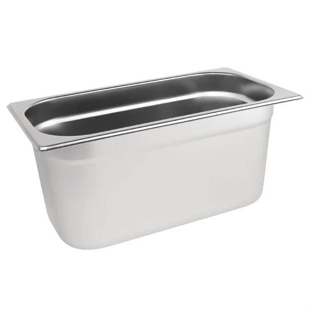 Vogue Stainless Steel Gastronorm Tray 1/3 (65 to 200mm Depths) - Depth: 200mm | Capacity: 7.5L | Code: DN718