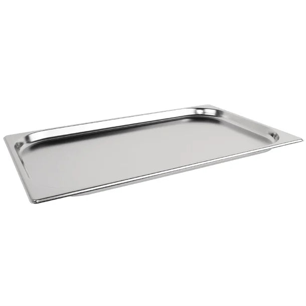 Vogue Stainless Steel Gastronorm Tray 1/1 (25 to 200mm Depths) - Depth: 25mm | Capacity: 3L | Code: DN707