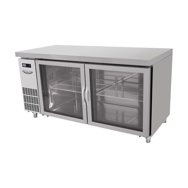 Lassele S Series 2 Glass Door Under Bench Fridge 1500mm - LGRT-2B-1500
