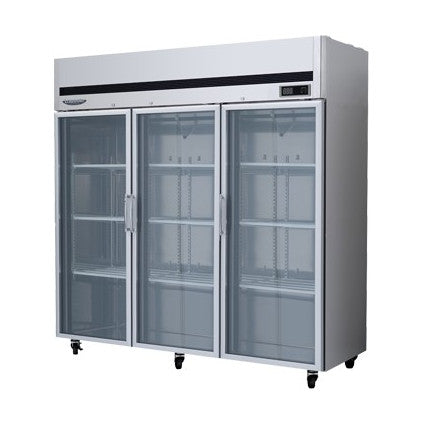 Lassele Deluxe Top Mount 3 Glass Door Upright Fridge 1950L - LRT-72TG