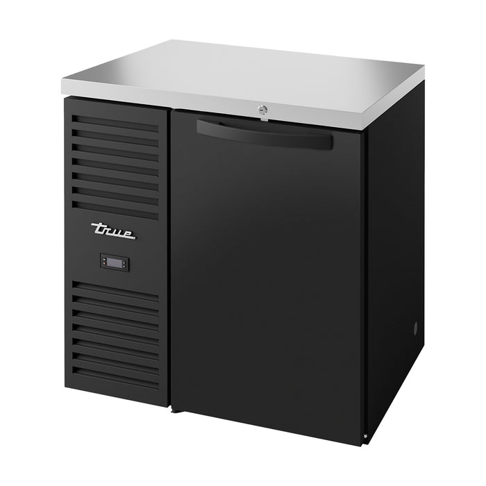 True Refrigeration Bar Refrigerator - Black Ext - 1 Solid Swing Door - TBR32-RISZ1-L-B-S-2