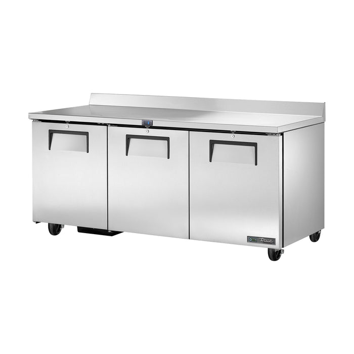 True Refrigeration Worktop Counter Refrigerator - 3 Solid Swing Doors - TWT-72-HC