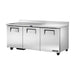 True Refrigeration Worktop Counter Refrigerator - 3 Solid Swing Doors - TWT-72-HC