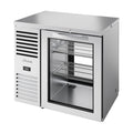 True Refrigeration "Pass-Thru" Bar Refrigerator - Stainless Steel Ext - 1 Glass Swing Door Front - 1 Glass Swing Door Rear - TBR36-PTSZ1-L-S-G-G-2