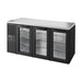 True Refrigeration Bar Refrigerator - Black Ext - 3 Glass Swing Doors - TBR72-RISZ1-L-B-GGG-2