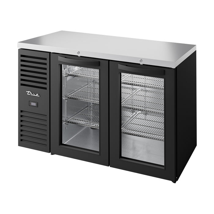 True Refrigeration Bar Refrigerator - Black Ext - 2 Glass Swing Doors - TBR52-RISZ1-L-B-GG-2