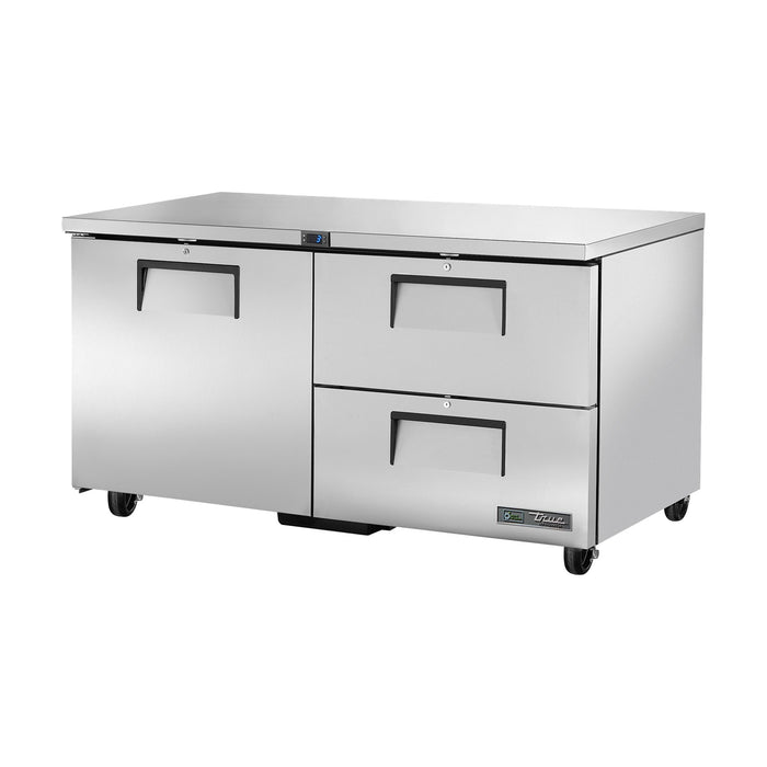 True Refrigeration Undercounter Foodservice Refrigerator - 2 Drawers + 1 Solid Swing Door - TUC-60D-2-HC