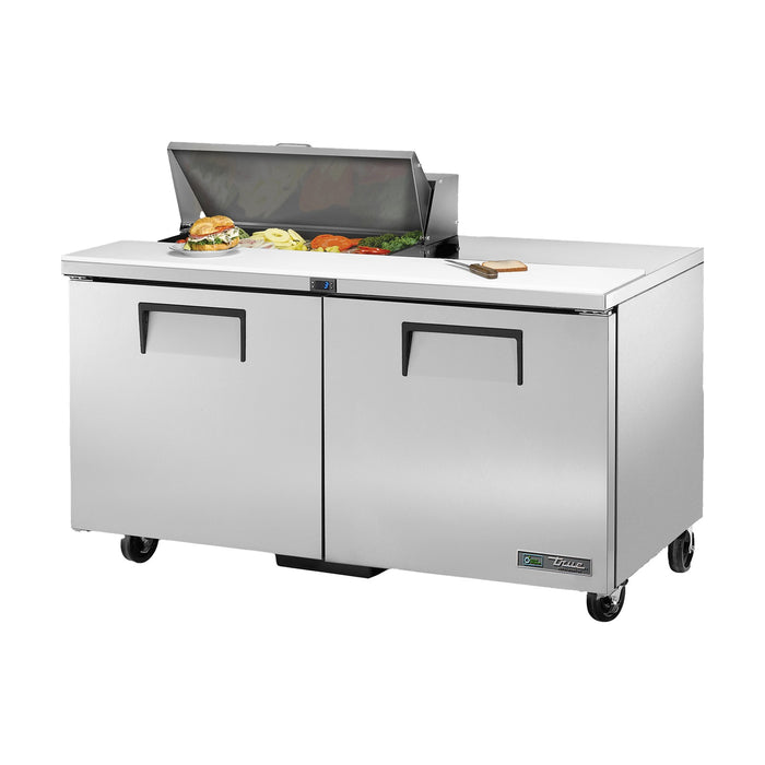True Refrigeration Prep Table - 8x 1/6 Top Pans - 2 Solid Swing Doors - TSSU-60-08-HC