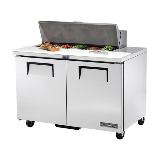 True Refrigeration Prep Table - 10x 1/6 Top Pans - 2 Solid Swing Doors - TSSU-48-10-HC