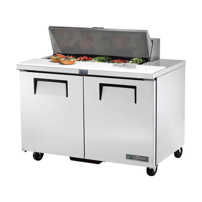 True Refrigeration Prep Table - 10x 1/6 Top Pans - 2 Solid Swing Doors - TSSU-48-10-HC