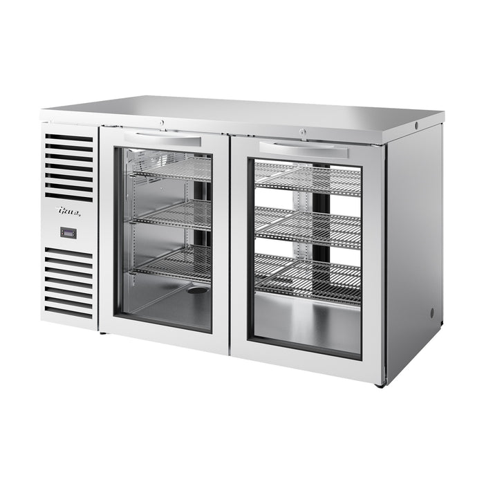 True Refrigeration "Pass-Thru" Bar Refrigerator - Stainless Steel Ext - 2 Glass Swing Doors Front - 2 Glass Swing Doors Rear - TBR60-PTSZ1-L-S-GG-GG-2
