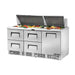 True Refrigeration Prep Table - 30x 1/6 Top Pans - 4 Drawers + 1 Solid Swing Door - TFP-72-30M-D-4-HC
