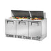 True Refrigeration Prep Table - 30x 1/6 Top Pans - 3 Solid Swing Doors - TFP-72-30M-HC