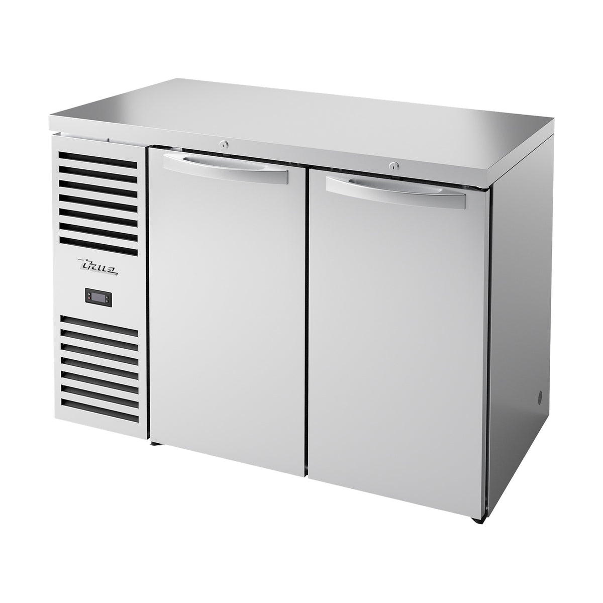 True Refrigeration Bar Refrigerator - Stainless Steel Ext - 2 Solid Swing Doors - TBR48-RISZ1-L-S-SS-2