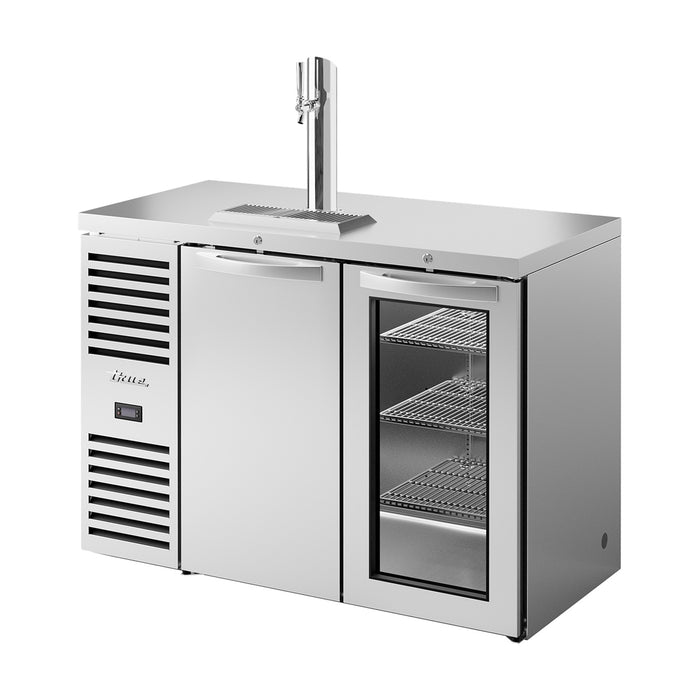 True Refrigeration Keg Chiller / Dispenser - Stainless Steel Ext - 1 Solid Swing Door + 1 Glass Swing Door - TDR48-RISZ1-L-S-SG-2