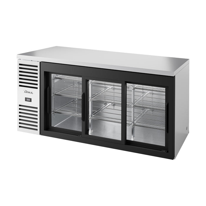 True Refrigeration Bar Refrigerator - Stainless Steel Ext - 3 Glass Slide Doors - TBR72-RISZ1-L-S-111-2