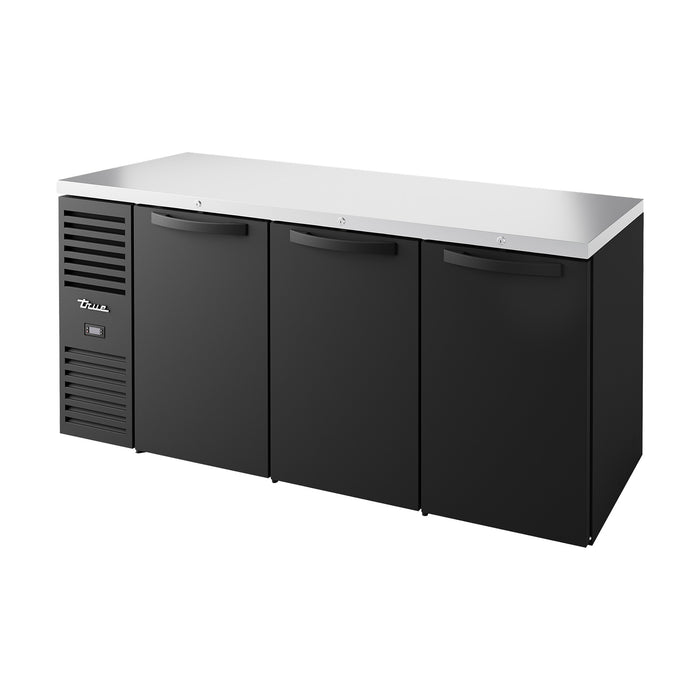 True Refrigeration Bar Refrigerator - Black Ext - 3 Solid Swing Doors - TBR72-RISZ1-L-B-SSS-2