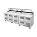 True Refrigeration Pizza Prep Table - 15x 1/3 Top Pans - 8 Drawers - TPP-AT-119D-8-HC