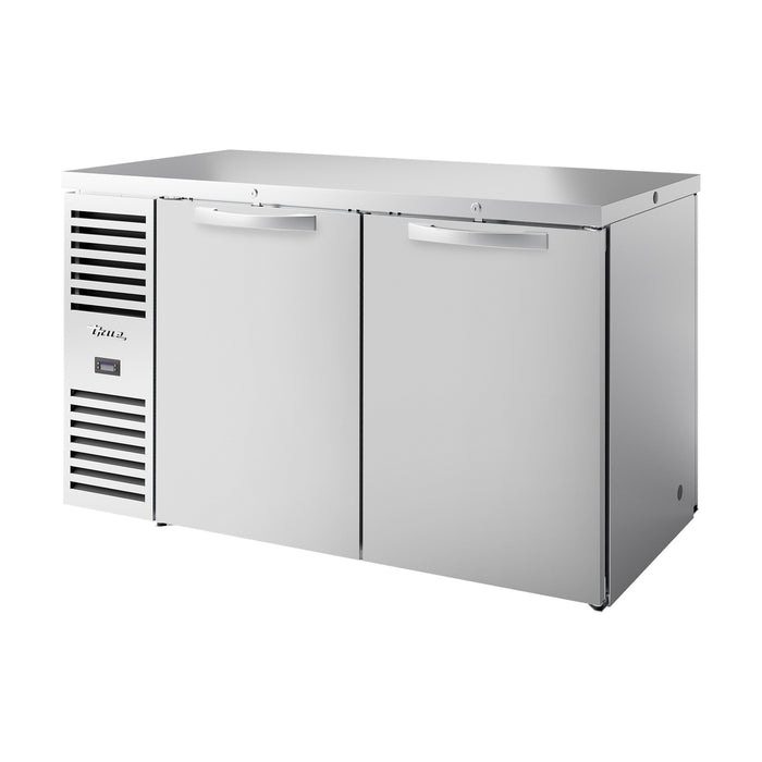 True Refrigeration "Pass-Thru" Bar Refrigerator - Stainless Steel Ext - 2 Solid Swing Doors Front - 2 Solid Swing Doors Rear - TBR60-PTSZ1-L-S-SS-SS-2