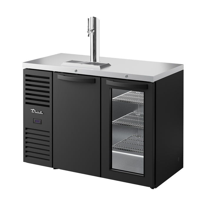 True Refrigeration Keg Chiller / Dispenser - Black Ext - 1 Solid Swing Door + 1 Glass Swing Door - TDR48-RISZ1-L-B-SG-2