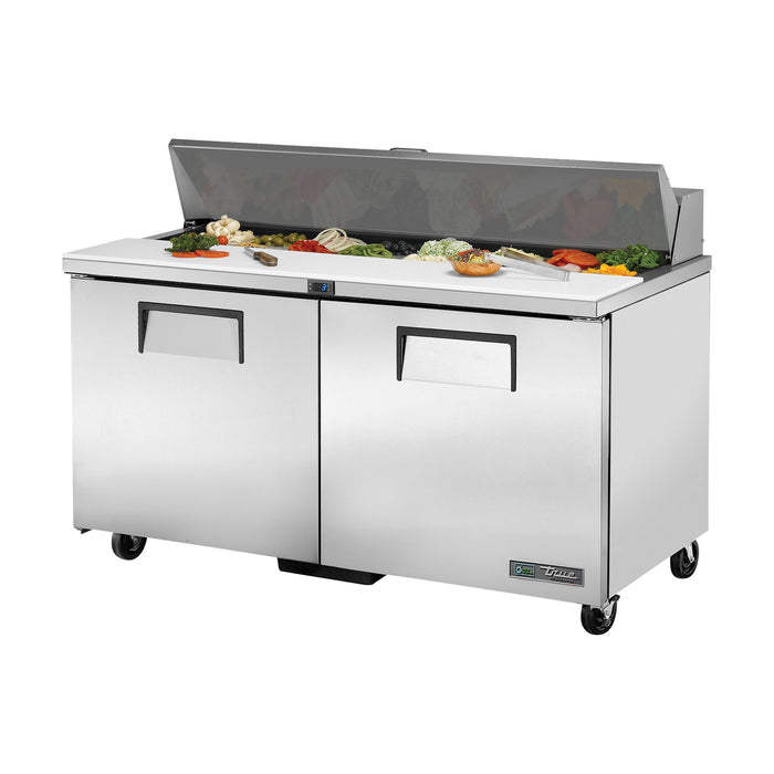 True Refrigeration Prep Table - 16x 1/6 Top Pans - 2 Solid Swing Doors - TSSU-60-16-HC