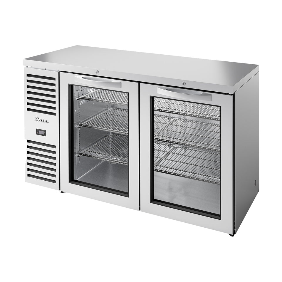 True Refrigeration Bar Refrigerator - Stainless Steel Ext - 2 Glass Swing Doors - TBR60-RISZ1-L-S-GG-2