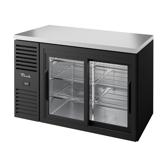 True Refrigeration Bar Refrigerator - Black Ext - 2 Glass Slide Doors - TBR52-RISZ1-L-B-11-2