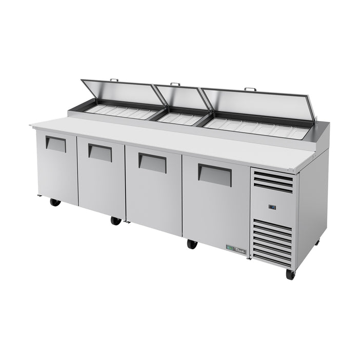 True Refrigeration Pizza Prep Table - 15x 1/3 Top Pans - 4 Solid Swing Doors - TPP-AT-119-HC
