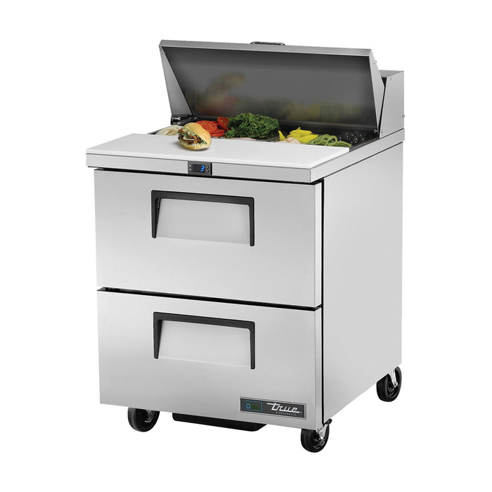 True Refrigeration Prep Table - 8x 1/6 Top Pans - 2 Drawers - TSSU-27-08D-2-HC