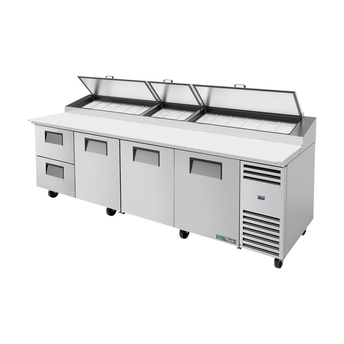 True Refrigeration Pizza Prep Table - 15x 1/3 Top Pans - 2 Drawers + 3 Solid Swing Doors - TPP-AT-119D-2-HC