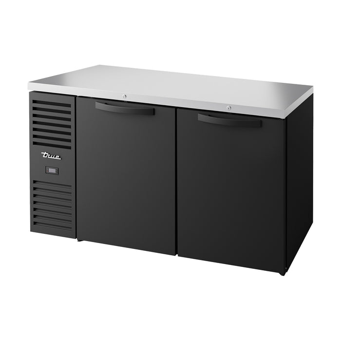 True Refrigeration Bar Refrigerator - Black Ext - 2 Solid Swing Doors - TBR60-RISZ1-L-B-SS-2