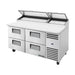 True Refrigeration Pizza Prep Table - 9x 1/3 Top Pans - 4 Drawers - TPP-AT-67D-4-HC