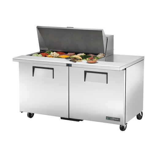 True Refrigeration Prep Table - 18x 1/6 Top Pans - 2 Solid Swing Doors - TSSU-60-18M-B-HC