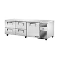 True Refrigeration Deep Undercounter Refrigerator - 4 Drawers + 1 Solid Swing Door - TUC-93D-4-HC