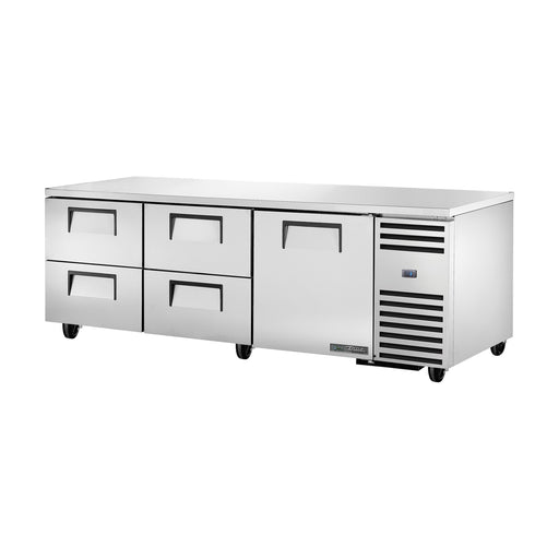 True Refrigeration Deep Undercounter Refrigerator - 4 Drawers + 1 Solid Swing Door - TUC-93D-4-HC