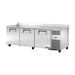 True Refrigeration Deep Worktop Counter Refrigerator - 3 Solid Swing Doors - TWT-93-HC