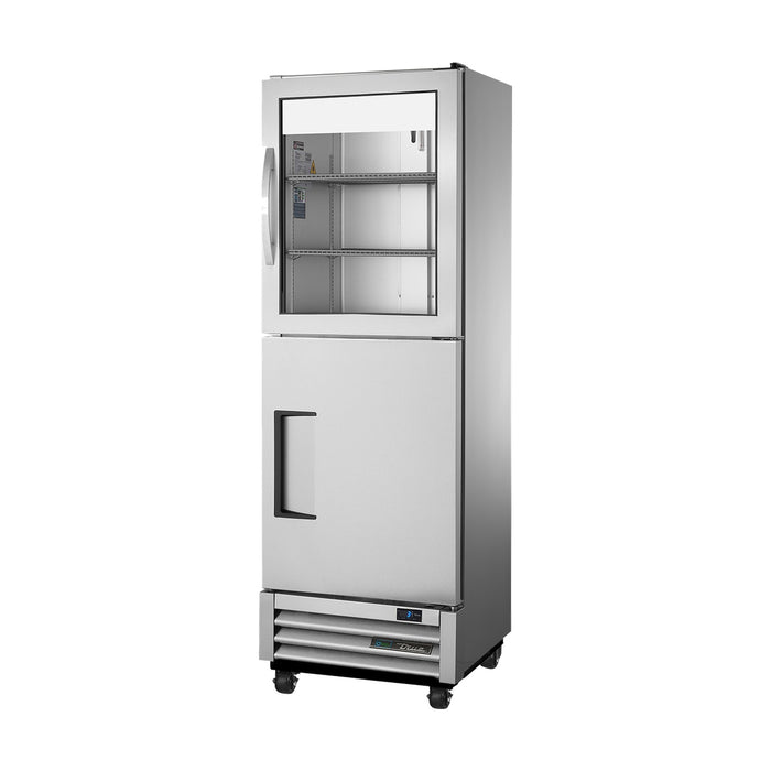 True Refrigeration Slimline Upright Display Refrigerator - Split Half Glass + Half Solid Swing Doors - T-15-1-G-1-HC-FGD01