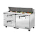 True Refrigeration Prep Table - 16x 1/6 Top Pans - 2 Drawers + 1 Solid Swing Door - TSSU-60-16D-2-HC